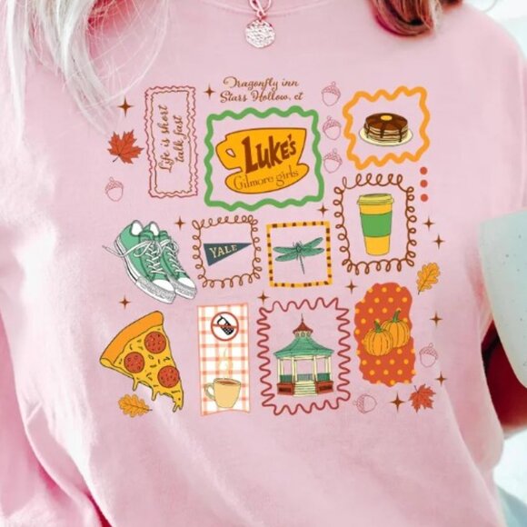 Gildan Tops - Gilmore Girls Luke’s Diner Halloween Tee Stars Hollow Pumpkin Shirt Gildan